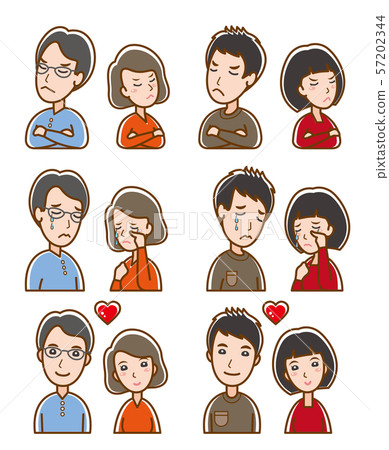 夫婦，表情，例證 57202344