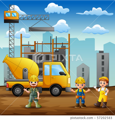 Construction worker at construction site background Construction worker at construction site background 57202583