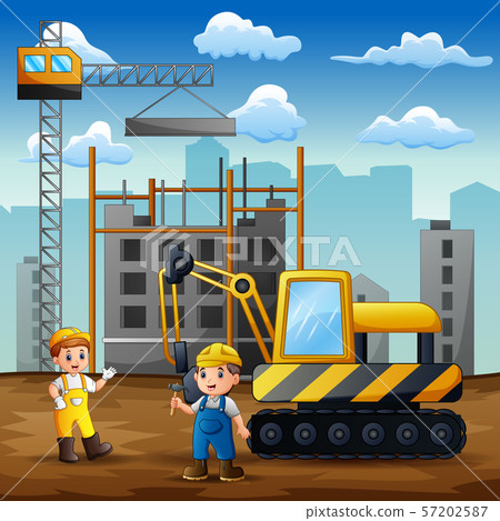 Construction worker at construction site background Construction worker at construction site background 57202587
