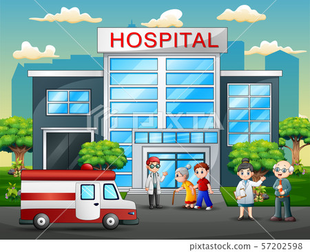 Front side view of hospital on nature background Front side view of hospital on nature background 57202598
