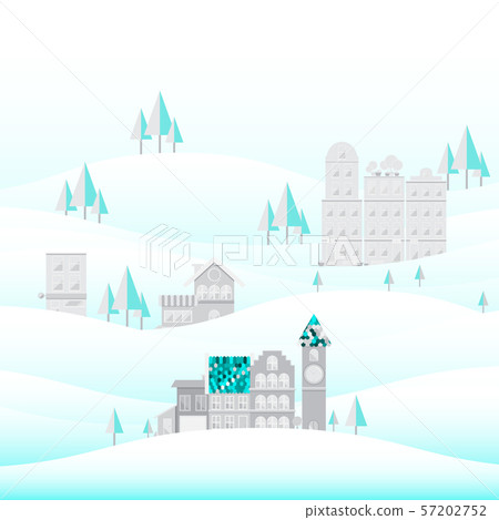 Happy village in winter environment Happy village in winter environment 57202752