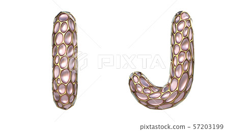 Realistic 3D letters set I, J made of gold shining metal letters. Realistic 3D letters set I, J made of gold shining metal letters. 57203199