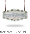 Wooden sign hanging on a chain isolated on white 57203916