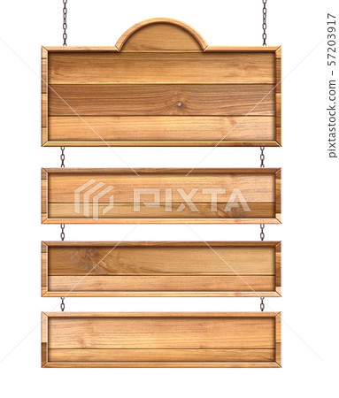 Wooden sign hanging on a chain isolated on white Wooden sign hanging on a chain isolated on white 57203917