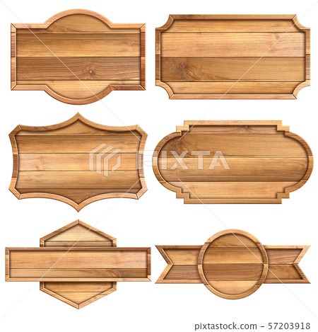 Set of wooden sign isolated on white background. Set of wooden sign isolated on white background. 57203918