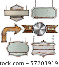 Set of old metal steel sign isolated on white 57203919