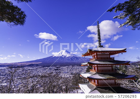 (山梨縣)從日本山淺間公園看雪的日本美女富士山 (山梨縣)從日本山淺間公園看雪的日本美女富士山 57206293