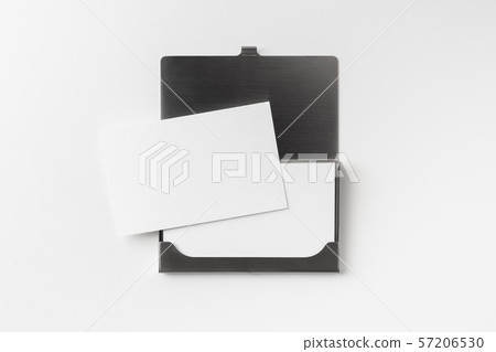 top view of business card with case on white top view of business card with case on white 57206530