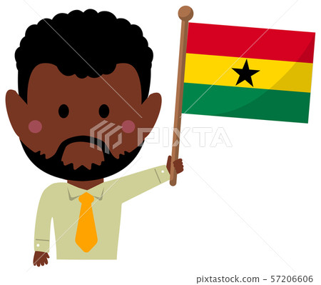Race and Flag / Businessman / Office Worker Male Upper Body Illustration / Ghana 57206606