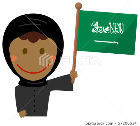 種族和國旗/商人/辦公室工作者女性上身例證/沙特阿拉伯 57206614