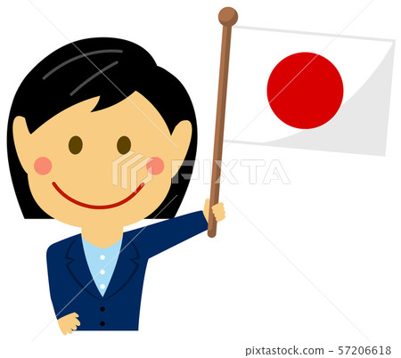 Race and Flag / Businessman / Office Worker Female Upper Body Illustration / Japan 57206618