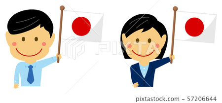 Race and National Flag / Businessman / Office Worker Man and Woman Upper Body Illustration / Japan Race and National Flag / Businessman / Office Worker Man and Woman Upper Body Illustration / Japan 57206644