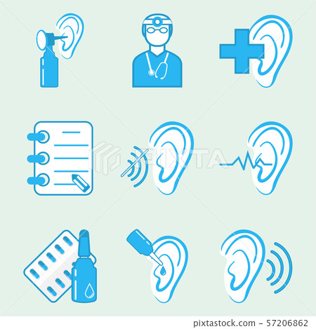 Ear and medicine icons set illustration 57206862