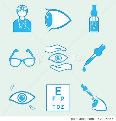 Eye and treatment icons set illustration. Eye and treatment icons set illustration. 57206867