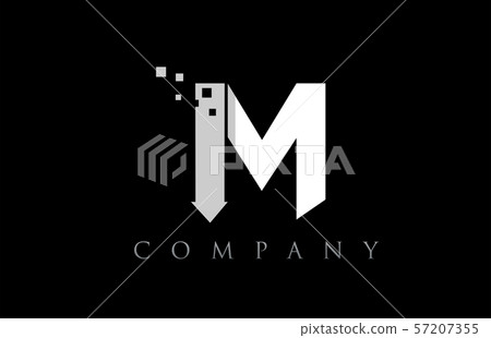 M white black alphabet letter logo company icon - Stock Illustration ...