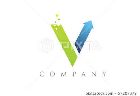 V blue green alphabet letter logo company icon - Stock Illustration ...