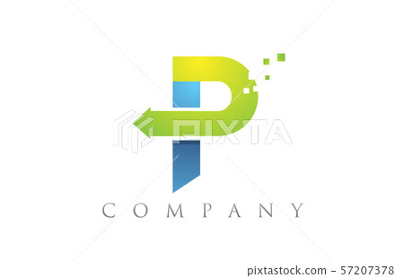 P blue green alphabet letter logo company icon - Stock Illustration ...
