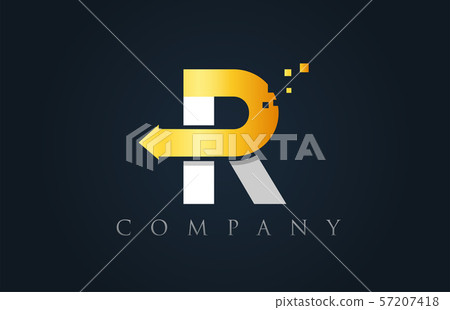 R white yellow gold blue alphabet letter logo - Stock Illustration