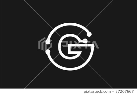 alphabet letter G black and white logo design with 57207667