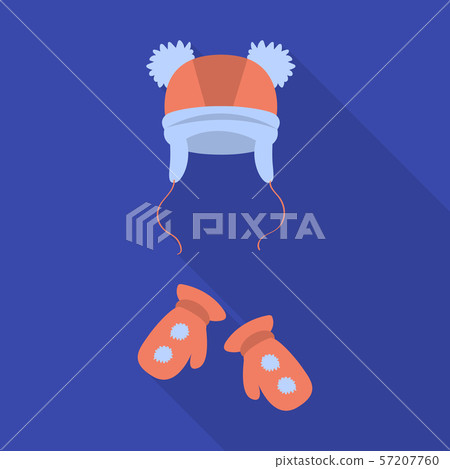 Vector illustration of hat and pompom sign. Collection of hat and kids stock symbol for web. Vector illustration of hat and pompom sign. Collection of hat and kids stock symbol for web. 57207760