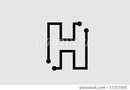 H letter alphabet logo design with line and dots - Stock Illustration ...