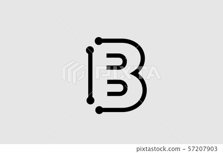 B letter alphabet logo design with line and dots - Stock Illustration ...