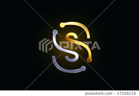 gold and silver metal letter S for alphabet logo - Stock Illustration ...