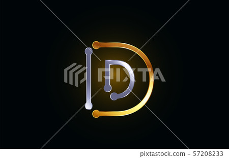 gold and silver metal letter D for alphabet logo - Stock Illustration ...