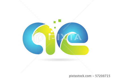 ae a e blue green combination alphabet letter logo 57208715