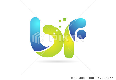 bf b f blue green combination alphabet letter logo - Stock Illustration ...
