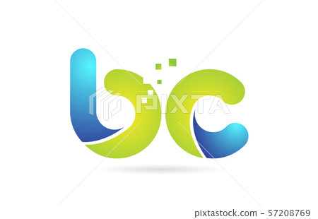 bc b c blue green combination alphabet letter logo - Stock Illustration ...