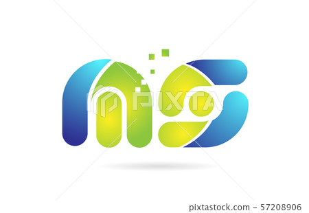 ms m s blue green combination alphabet letter logo 57208906