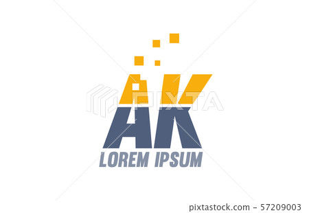 yellow blue AK A K alphabet letter logo company 57209003