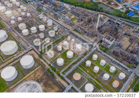 Aerial view of petrochemical oil refinery and sea Aerial view of petrochemical oil refinery and sea 57210037