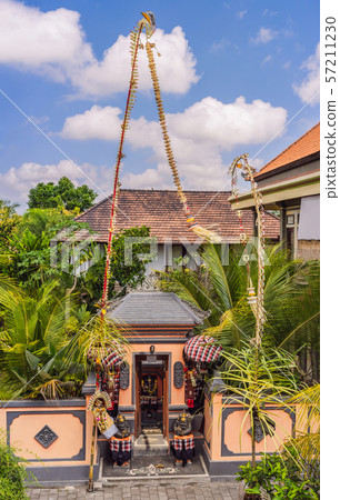 Door to the Balinese house decorated for the ceremony Door to the Balinese house decorated for the ceremony 57211230