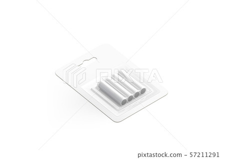 Blank white power battery in pack mockup, isolated Blank white power battery in pack mockup, isolated 57211291