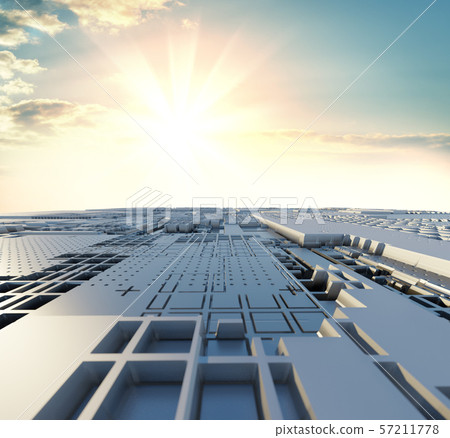 Abstract futuristic surface of a spaceship with dramatic sunrise Abstract futuristic surface of a spaceship with dramatic sunrise 57211778