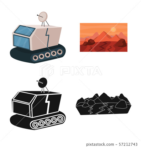 Vector illustration of astronomy and technology sign. Collection of astronomy and sky stock symbol 57212743