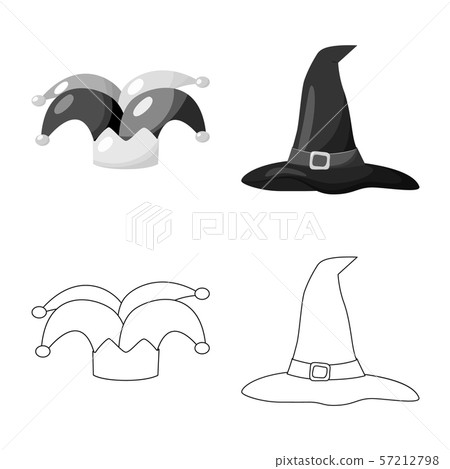 Vector design of clothing and cap icon. Set of clothing and beret stock symbol for web. 57212798
