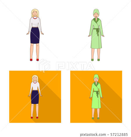 Vector illustration of posture and mood symbol. Set of posture and female stock vector illustration. 57212885