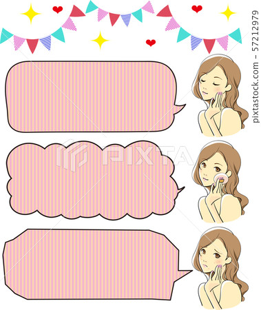 Rough skin acne worried woman speech bubble set 57212979