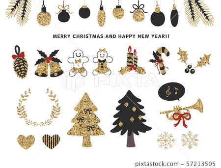 Sparkling glitter glitter Christmas icon set 57213505