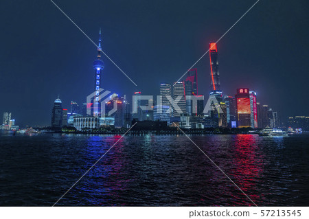 Night view of Shanghai Pudong area Night view of Shanghai Pudong area 57213545