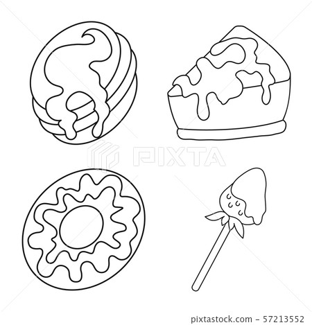 Vector design of sweet and product icon. Collection of sweet and caramel stock vector illustration. 57213552