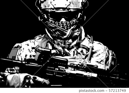 Armed marine rider portrait with hidden face Armed marine rider portrait with hidden face 57213749