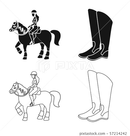 Isolated object of equipment and riding logo. Set of equipment and competition stock symbol for web. 57214242