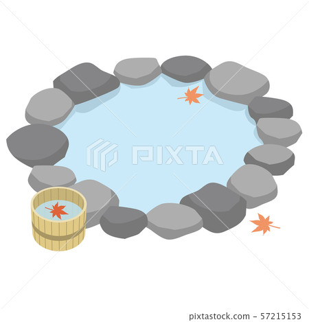Hot springs, open-air baths, autumn leaves and rice cakes, title space 57215153