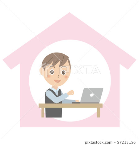 Work style reform Working men working from home Remote work 57215156