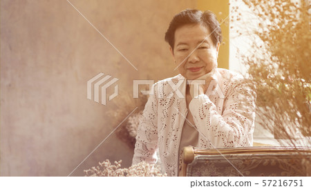 Asian elderly woman sit in beautiful luxury 57216751