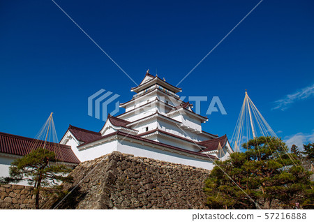 Aizu Wakamatsu Tsuruga Castle under winter blue Aizu Wakamatsu Tsuruga Castle under winter blue 57216888